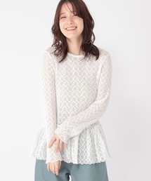 studio CLIP | レースギャザー切り替えロングスリーブプルオーバー(Tシャツ/カットソー)