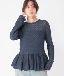 studio CLIP | レースギャザー切り替えロングスリーブプルオーバー(Tシャツ/カットソー)