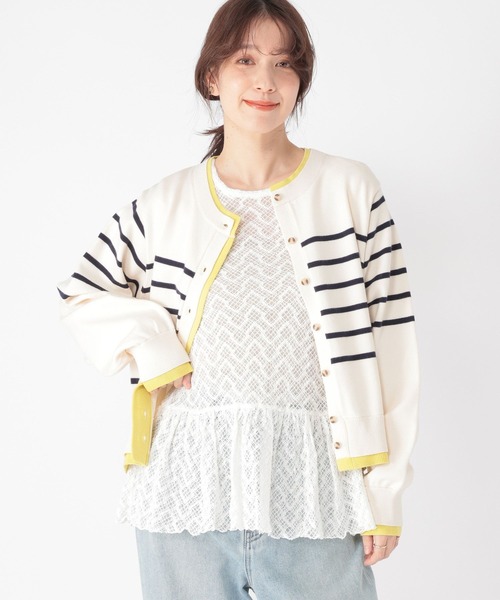 studio CLIP（スタディオクリップ）の「レースギャザー切り替えロングスリーブプルオーバー（Tシャツ/カットソー・レディース・アイボリー/オリーブ/ライトブルー/オフホワイト・FREE）」の7枚目の写真