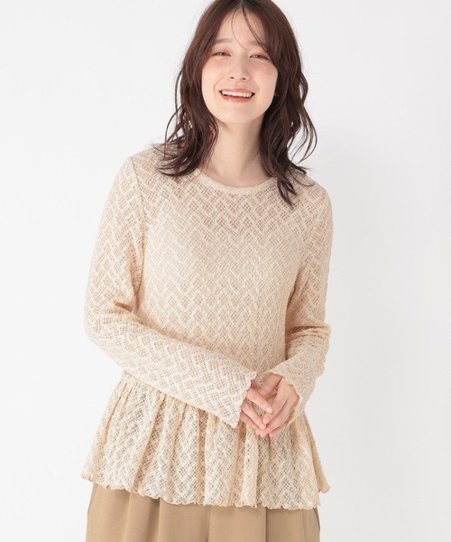 studio CLIP（スタディオクリップ）の「レースギャザー切り替えロングスリーブプルオーバー（Tシャツ/カットソー・レディース・アイボリー/オリーブ/ライトブルー/オフホワイト・FREE）」の10枚目の写真