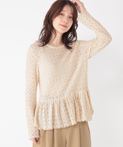 studio CLIP（スタディオクリップ）の「レースギャザー切り替えロングスリーブプルオーバー（Tシャツ/カットソー・レディース・アイボリー/オリーブ/ライトブルー/オフホワイト・FREE）」の11枚目の写真