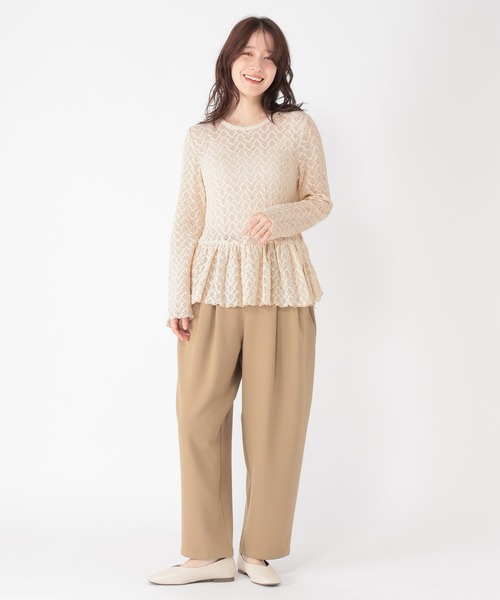 studio CLIP（スタディオクリップ）の「レースギャザー切り替えロングスリーブプルオーバー（Tシャツ/カットソー・レディース・アイボリー/オリーブ/ライトブルー/オフホワイト・FREE）」の13枚目の写真