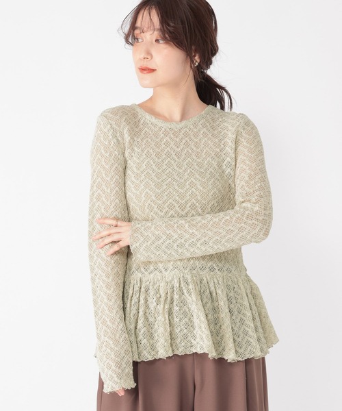 studio CLIP（スタディオクリップ）の「レースギャザー切り替えロングスリーブプルオーバー（Tシャツ/カットソー・レディース・アイボリー/オリーブ/ライトブルー/オフホワイト・FREE）」の16枚目の写真