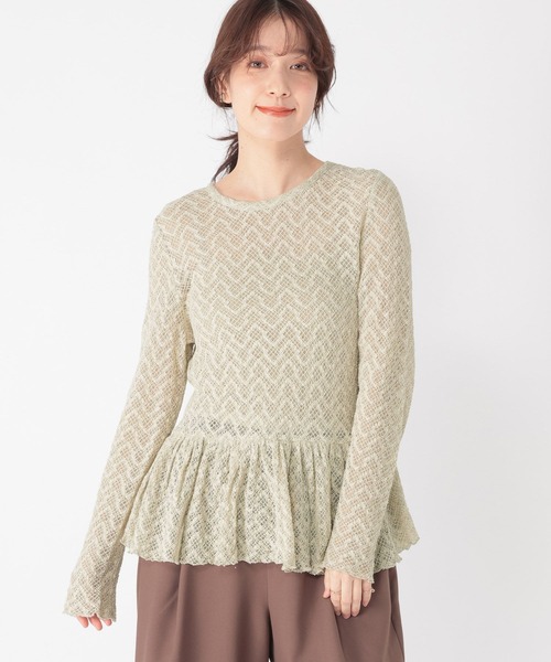 studio CLIP（スタディオクリップ）の「レースギャザー切り替えロングスリーブプルオーバー（Tシャツ/カットソー・レディース・アイボリー/オリーブ/ライトブルー/オフホワイト・FREE）」の17枚目の写真