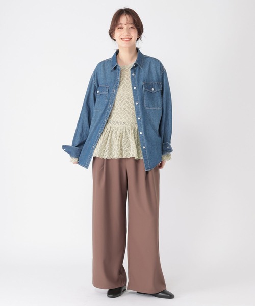 studio CLIP（スタディオクリップ）の「レースギャザー切り替えロングスリーブプルオーバー（Tシャツ/カットソー・レディース・アイボリー/オリーブ/ライトブルー/オフホワイト・FREE）」の18枚目の写真