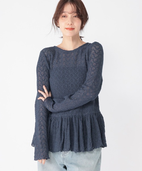 studio CLIP（スタディオクリップ）の「レースギャザー切り替えロングスリーブプルオーバー（Tシャツ/カットソー・レディース・アイボリー/オリーブ/ライトブルー/オフホワイト・FREE）」の20枚目の写真