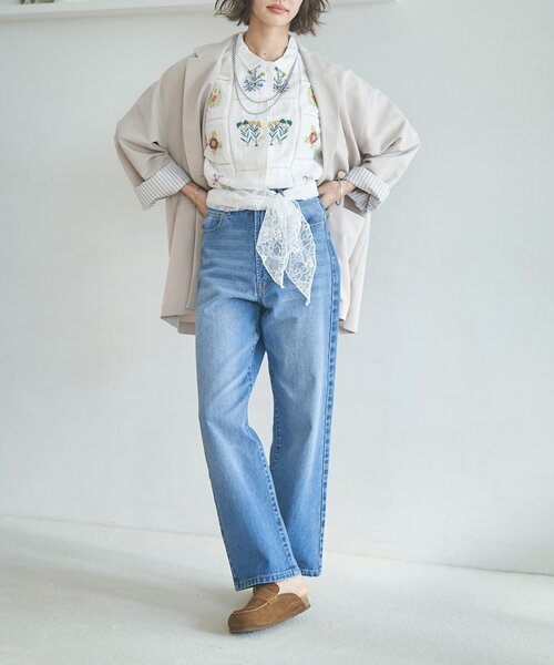 Remind me and forever（リマインドミーアンドフォーエバー）の「【nane】【India series】パッチワーク刺繍シャツブラウス（シャツ/ブラウス・レディース・オフホワイト/ブラック・FREE）」の7枚目の写真