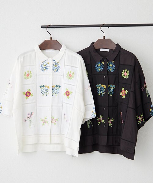 Remind me and forever（リマインドミーアンドフォーエバー）の「【nane】【India series】パッチワーク刺繍シャツブラウス（シャツ/ブラウス・レディース・オフホワイト/ブラック・FREE）」の14枚目の写真