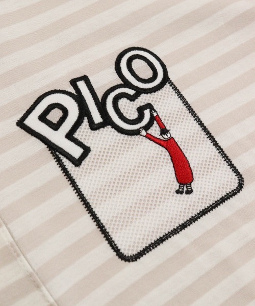 Picone CLUB(ピッコーネクラブ)の「ボーダー柄冷感ポロチュニック(ポロシャツ・レディース・ライトパープル/ネイビー/ベージュ・13号/11号/9号)」の9枚目の写真