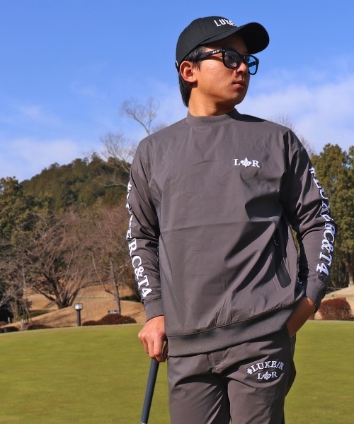 LUXE/R GOLF(ラグジュ ゴルフ)の「(RM)【LUXE/R GOLF】ナイロン ストレッチ ブロード コード刺繍 プルオーバー シャツ(スウェット・メンズ・ベージュ系/チャコールグレー/ブラック・X-LARGE/LARGE/MEDIUM)」の3枚目の写真