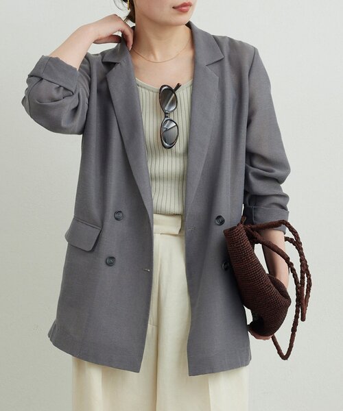 GALLARDAGALANTE（ガリャルダガランテ）の「【WEB限定】【サイズ展開あり】メッシュジャケット（テーラードジャケット・レディース・ネイビー/グレー・1/FREE）」の3枚目の写真