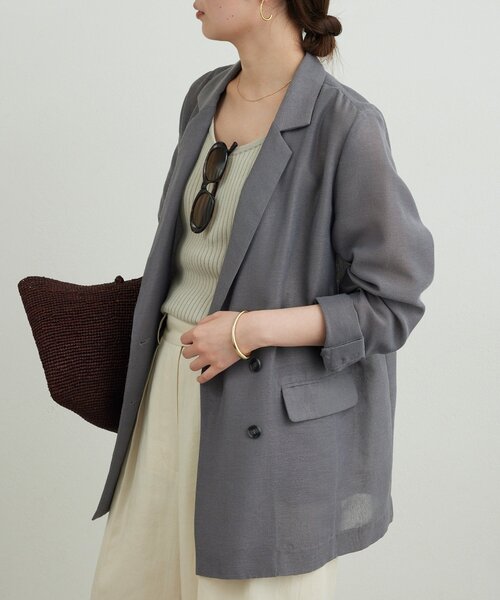 GALLARDAGALANTE（ガリャルダガランテ）の「【WEB限定】【サイズ展開あり】メッシュジャケット（テーラードジャケット・レディース・ネイビー/グレー・1/FREE）」の4枚目の写真