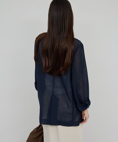 GALLARDAGALANTE（ガリャルダガランテ）の「【WEB限定】【サイズ展開あり】メッシュジャケット（テーラードジャケット・レディース・ネイビー/グレー・1/FREE）」の15枚目の写真