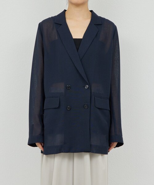 GALLARDAGALANTE（ガリャルダガランテ）の「【WEB限定】【サイズ展開あり】メッシュジャケット（テーラードジャケット・レディース・ネイビー/グレー・1/FREE）」の19枚目の写真