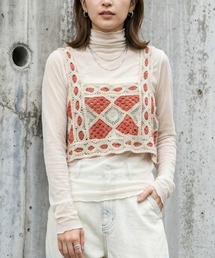 Belle Cie | ハンドメイド風クロシェ編みナチュラルビスチェ(その他トップス)