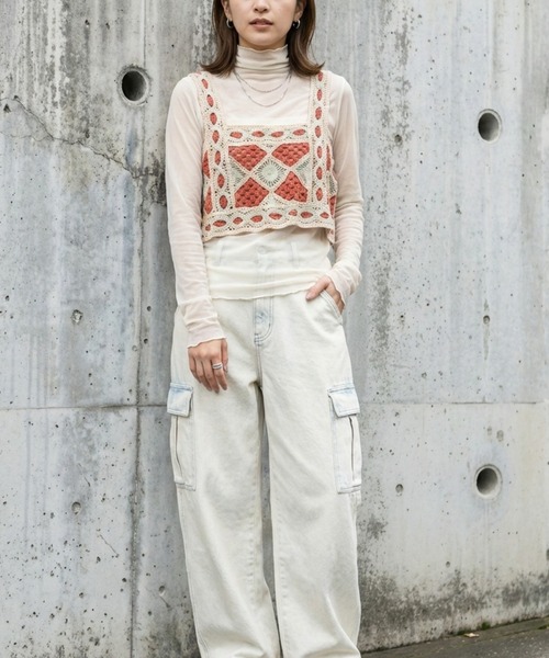Belle Cie(ベルシー)の「ハンドメイド風クロシェ編みナチュラルビスチェ(その他トップス・レディース・ピンク/ブラウン・FREE)」の8枚目の写真
