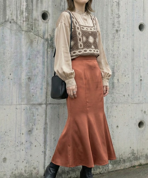 Belle Cie(ベルシー)の「ハンドメイド風クロシェ編みナチュラルビスチェ(その他トップス・レディース・ピンク/ブラウン・FREE)」の5枚目の写真