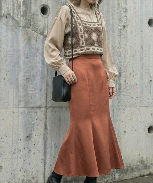 Belle Cie(ベルシー)の「ハンドメイド風クロシェ編みナチュラルビスチェ(その他トップス・レディース・ピンク/ブラウン・FREE)」の4枚目の写真