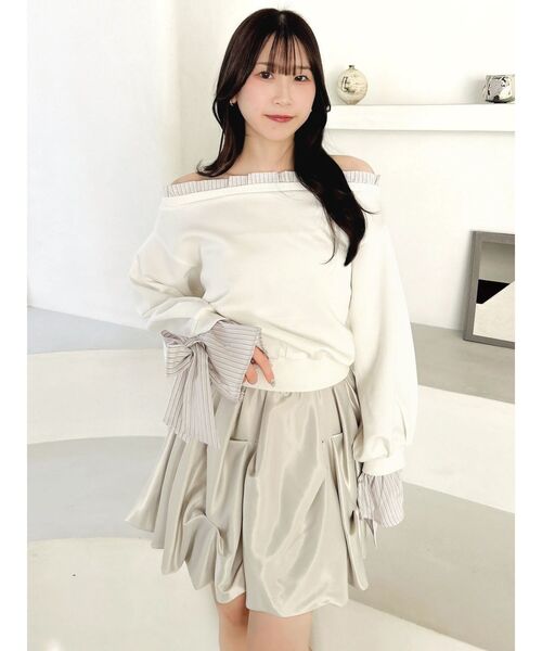 dazzlin(ダズリン)の「バルーンミニスカート(スカート・レディース・アイボリー/オフホワイト/ブラウン・MEDIUM/SMALL)」の9枚目の写真