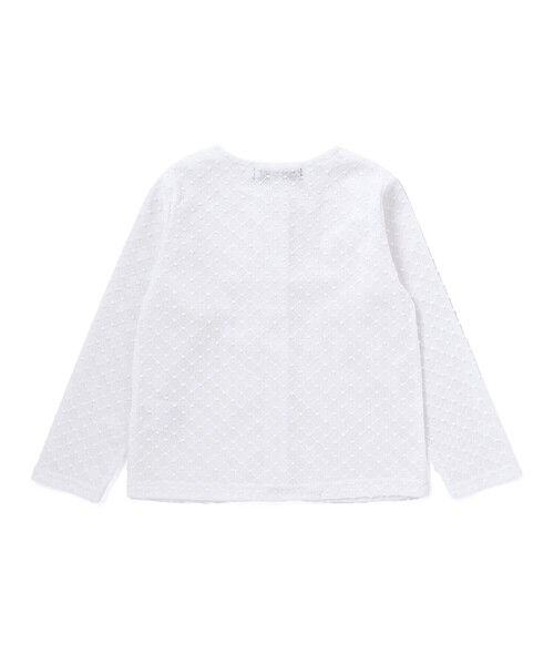 BeBe Petits Pois Vert(ベベプチポワヴェール)の「ポツポツ編み長袖チュールフリルカーディガン(カーディガン/ボレロ・キッズ・ブラック系その他/ホワイト・150cm/120cm/140cm/130cm)」の17枚目の写真