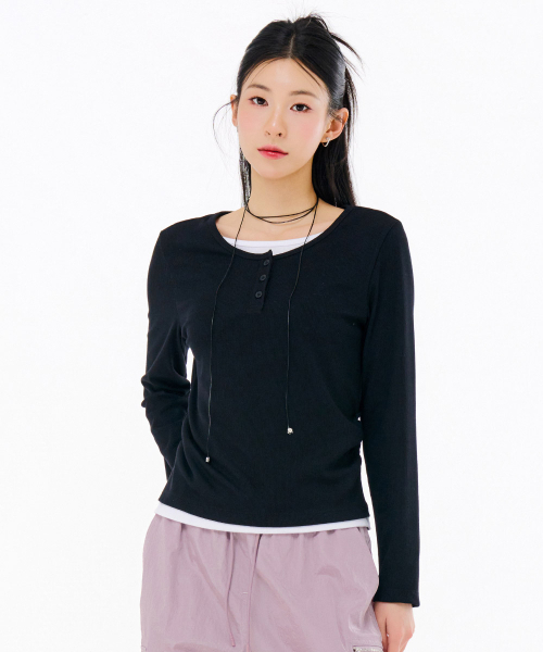 CHASECULT(チェイスカルト)の「レディースレイヤード長袖Tシャツ-FARG5161B03(Tシャツ/カットソー・レディース・ブラック・85/90/95)」の5枚目の写真