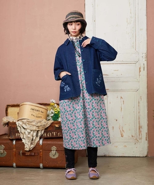 Jocomomola(ホコモモラ)の「Los molinos de vient フラワープリントワンピース(ワンピース・レディース・ライラック/オレンジ・40)」の8枚目の写真
