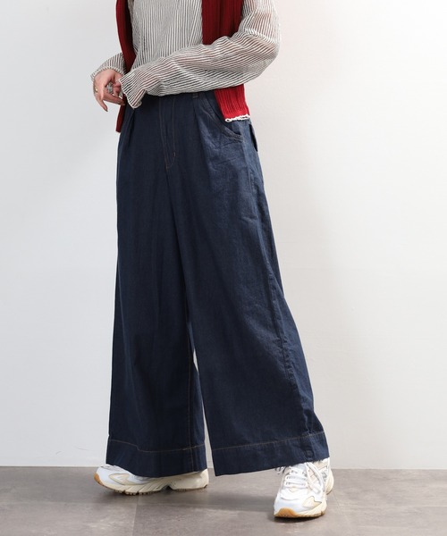FUNALIVE(ファンアライブ)の「6.5oz ライトオンス デニム ワイドパンツ(その他パンツ・レディース・ネイビー/ワンウォッシュ・L/3L/LL/M)」の5枚目の写真