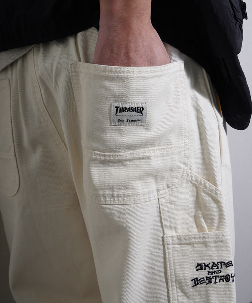 ZIP FIVE（ジップファイブ）の「THRASHER デニム＆カツラギ ペインターパンツ（デニムパンツ・メンズ・ベージュ/ワンウォッシュ/オフホワイト/ブラック・SMALL/MEDIUM/LARGE/X-LARGE）」の12枚目の写真