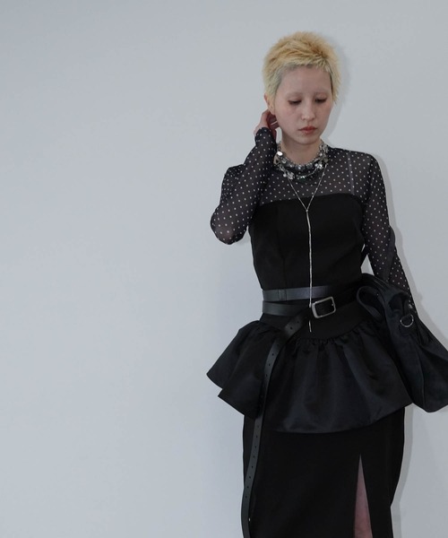 chuclla（チュクラ）の「ペプラムベアセットアップ chw26s114（ワンピース・レディース・ブラック・S/M/L）」の2枚目の写真