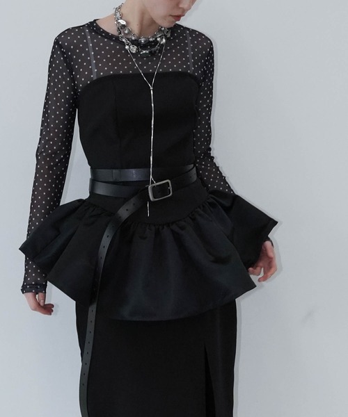 chuclla（チュクラ）の「ペプラムベアセットアップ chw26s114（ワンピース・レディース・ブラック・S/M/L）」の7枚目の写真