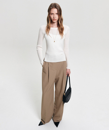 レイボートネックスリムニット_アイボリー / RAY BOAT NECK SLIM KNIT_IVORY