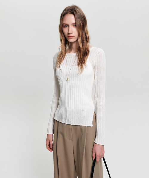 LOOKAST(ルックキャスト)の「レイボートネックスリムニット_アイボリー / RAY BOAT NECK SLIM KNIT_IVORY(ニット/セーター・レディース・アイボリー・SMALL/MEDIUM)」の2枚目の写真