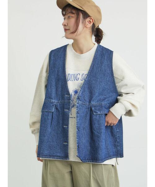 Samansa Mos2(サマンサ モスモス)の「Vネックオーバーベスト(ベスト・レディース・カーキ/キナリ/ブルー・F)」の3枚目の写真