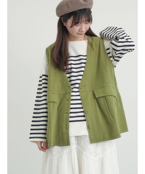 Samansa Mos2(サマンサ モスモス)の「Vネックオーバーベスト(ベスト・レディース・カーキ/キナリ/ブルー・F)」の10枚目の写真