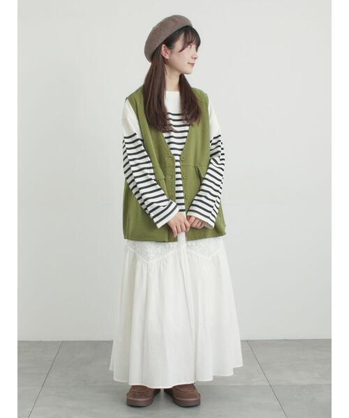 Samansa Mos2(サマンサ モスモス)の「Vネックオーバーベスト(ベスト・レディース・カーキ/キナリ/ブルー・F)」の14枚目の写真