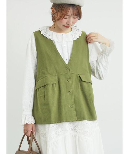 Samansa Mos2(サマンサ モスモス)の「Vネックオーバーベスト(ベスト・レディース・カーキ/キナリ/ブルー・F)」の21枚目の写真