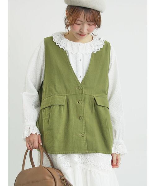 Samansa Mos2(サマンサ モスモス)の「Vネックオーバーベスト(ベスト・レディース・カーキ/キナリ/ブルー・F)」の22枚目の写真