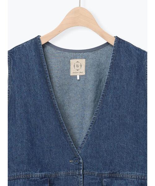 Samansa Mos2(サマンサ モスモス)の「Vネックオーバーベスト(ベスト・レディース・カーキ/キナリ/ブルー・F)」の5枚目の写真