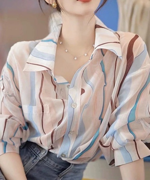 SallyLunn(サリーラン)の「ニュアンスラインシャツ(シャツ/ブラウス・レディース・ライトピンク・LARGE/MEDIUM)」の5枚目の写真