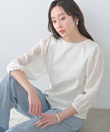 UNTITLED | 【洗える/袖シアー】ポンチ袖ボリュームトップス(Tシャツ/カットソー)