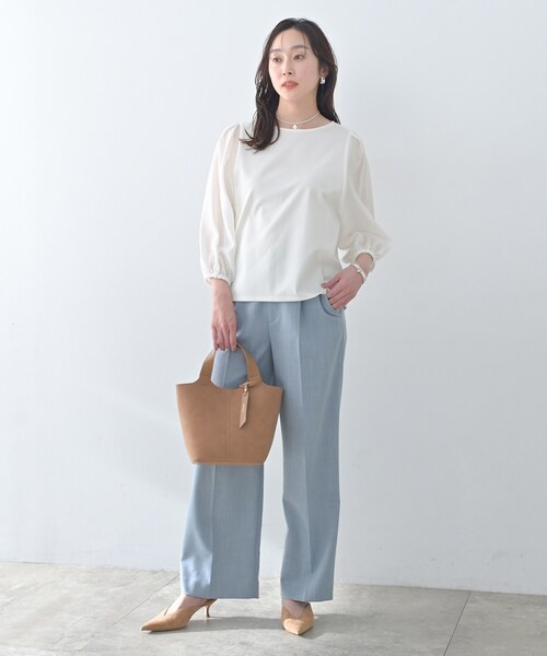 UNTITLED(アンタイトル)の「【洗える/袖シアー】ポンチ袖ボリュームトップス(Tシャツ/カットソー・レディース・ブラック/グレー/オフホワイト・50/48/44/04/02/00)」の5枚目の写真