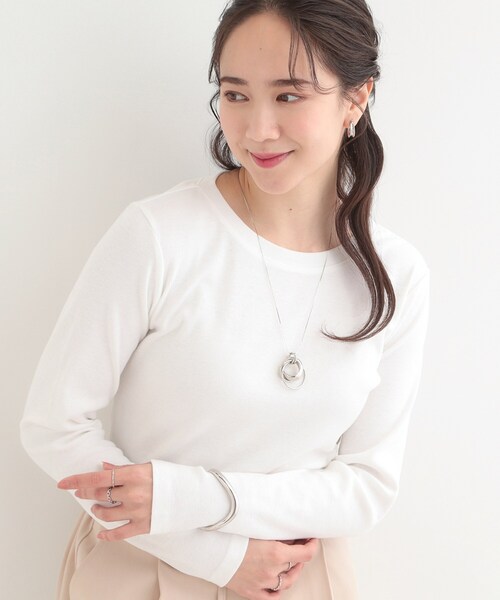 SHOO・LA・RUE(シューラルー)の「ベーシック テレコクルーネックインナー(Tシャツ/カットソー・レディース・ブラック/ホワイト・04/01/02/03)」の1枚目の写真