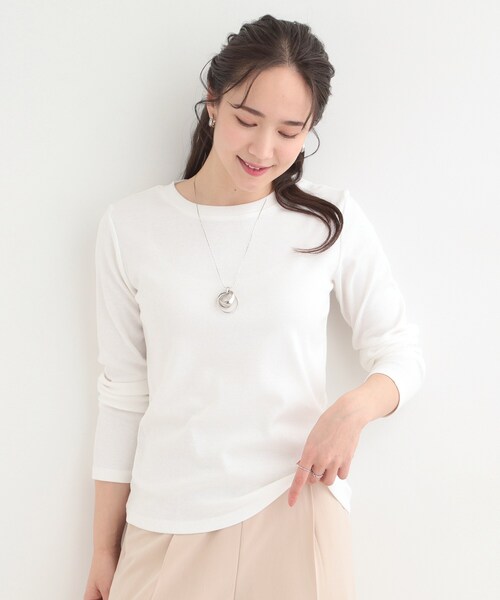 SHOO・LA・RUE(シューラルー)の「ベーシック テレコクルーネックインナー(Tシャツ/カットソー・レディース・ブラック/ホワイト・04/01/02/03)」の3枚目の写真