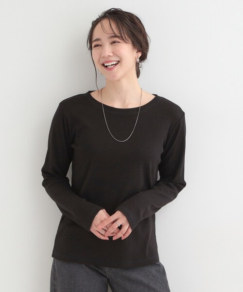 SHOO・LA・RUE(シューラルー)の「ベーシック テレコクルーネックインナー(Tシャツ/カットソー・レディース・ブラック/ホワイト・04/01/02/03)」の7枚目の写真