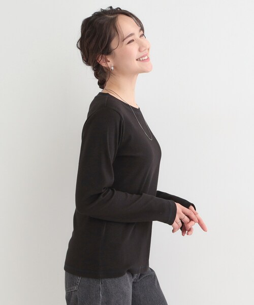 SHOO・LA・RUE(シューラルー)の「ベーシック テレコクルーネックインナー(Tシャツ/カットソー・レディース・ブラック/ホワイト・04/01/02/03)」の8枚目の写真