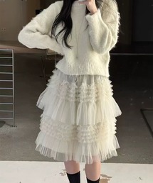 LYEON（リヨン）の「チュールティアードミディスカート（スカート）」