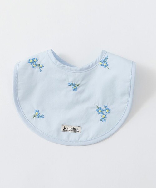 BRANSHES（ブランシェス）の「【おそろい】花刺しゅうスタイ（スタイ/よだれかけ・キッズ・ブルー/オフホワイト・FREE）」の2枚目の写真