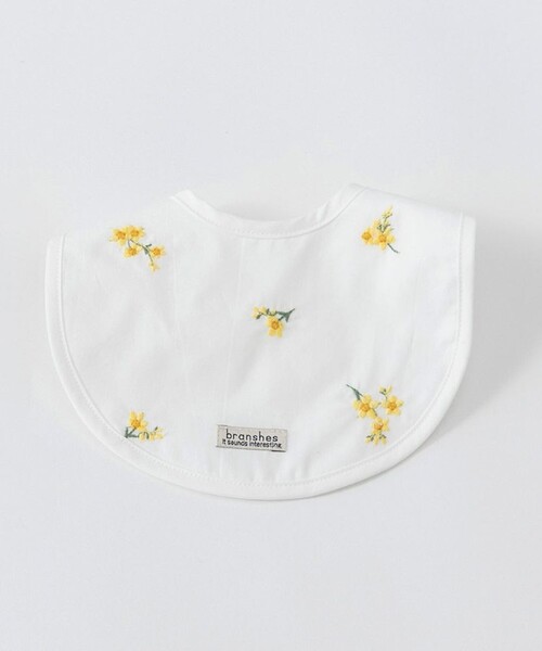 BRANSHES（ブランシェス）の「【おそろい】花刺しゅうスタイ（スタイ/よだれかけ・キッズ・ブルー/オフホワイト・FREE）」の3枚目の写真