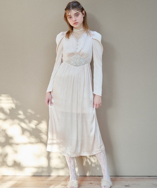 etre loin(エトルワン)の「Tulip embroidered dress(ドレス・レディース・ブラック/ホワイト/ピンクベージュ・M)」の7枚目の写真