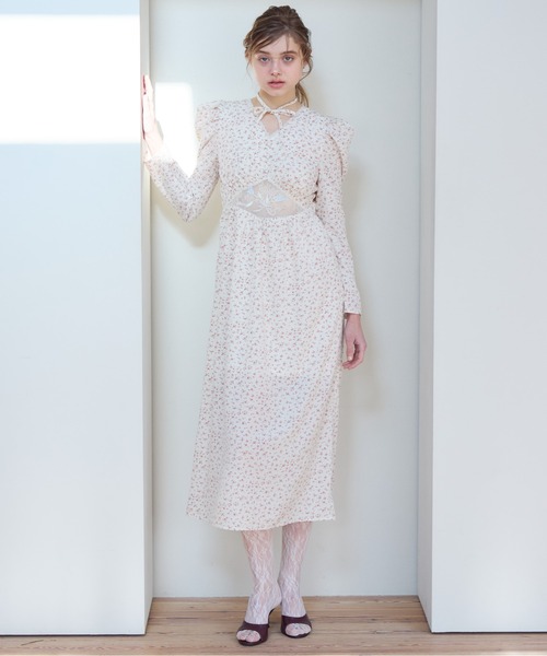 etre loin（エトルワン）の「Tulip embroidered dress（ドレス・レディース・ブラック/ホワイト/ピンクベージュ・M）」の20枚目の写真